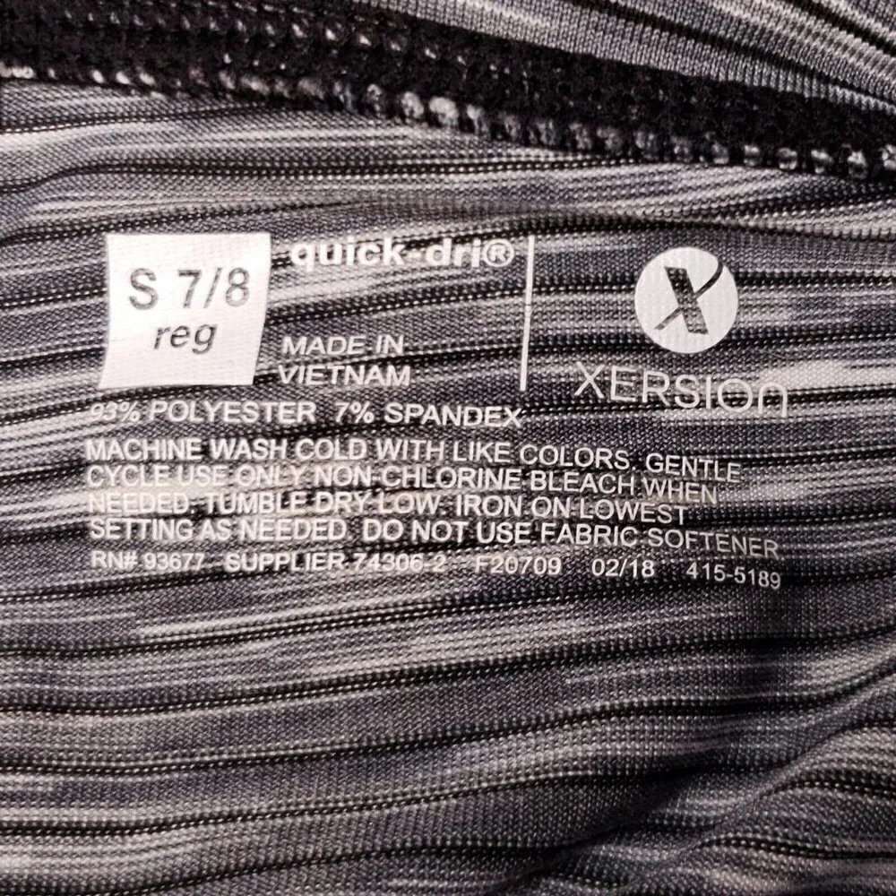 Xersion Girls Quick Dry Black Pink Striped Athletic Capri Leggings 7-8 - Picture 6 of 6